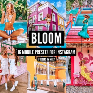 16 Mobile Lightroom Presets BLOOM Travel Blogger Lifestyle Vibrant Instagram Lightroom mobile presets Bright Color Summer image 1