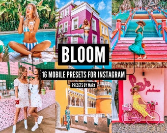 16 mobiele Lightroom-presets BLOOM Travel Blogger Lifestyle Levendige Instagram Lightroom mobiele presets Heldere kleuren Zomer