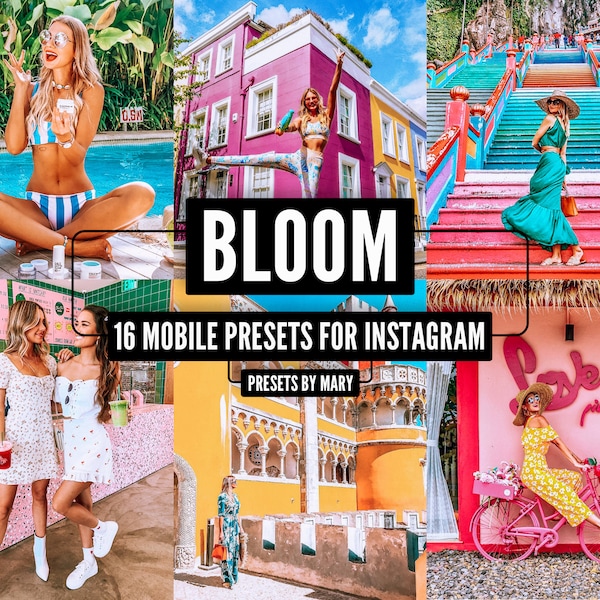 16 Mobile Lightroom Presets BLOOM Travel Blogger Lifestyle Vibrant Instagram Lightroom mobile presets Bright Color Summer