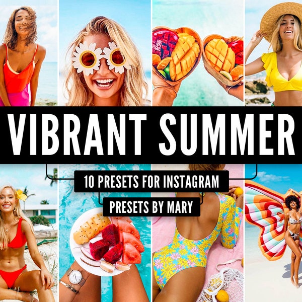 10 Vibrant Mobile Lightroom Presets, Vibrant Summer, Natural Photo Editing, Aesthetic Instagram Photo Filters, Colorful Presets for Beach