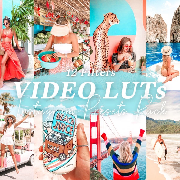 12 VIDEO LUTs presets for mobile and desktop, Video Filters for TikTok, Lut for Final Cut and Premiere Pro, LUTs presets pack