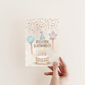 Karte Geburtstag "Herzlichen Glückwunsch" Kindergeburtstag Geburtstagskarte Grußkarte