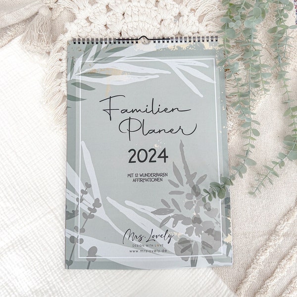 DIN A3 "Familienkalender 2024 Boho Flower" Familien Planer Kalender Affirmationen LIMITED EDITION