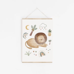 Poster Kinderzimmer Babyzimmer Din A4 Boho Doodle Jungel Safari
