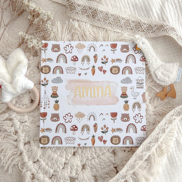 DIY Babybuch Babyalbum Personalisiert mit Namen Blanko Innenseiten