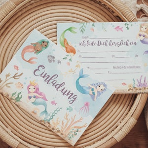 Einladungskarten "Meerjungfrauen" Kindergeburtstag Einladung 8er oder 10er Set