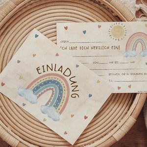 Einladung Kindergeburtstag Geburtstag Boho Regenbogen 8er oder 10er Set