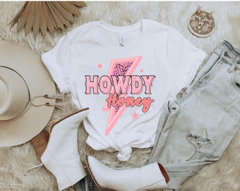 Howdy Honey T-Shirt, Western clothes, Country concert shirt, Trendy clothes, Western Graphic Tee, Nashville Tee, lightning bolt tee, BOHO