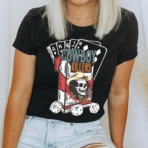 Cowboy-Killer-T-Shirt, Country-Konzert-T-Shirt, Vintage-T-Shirt, Nashville-T-Thirt, Western-Grafik-T-Shirt