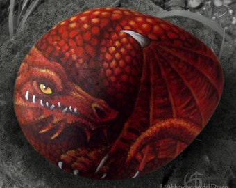 Painted Stone "Red Dragon"