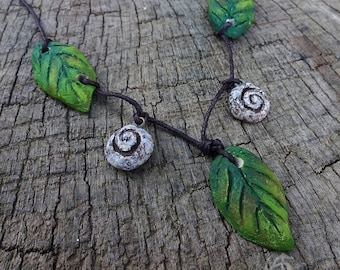 "Single Leaves & Spirals" necklace