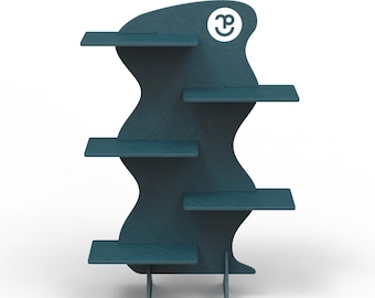 Custom Wavy Birch Plywood Display Stand: Foldable Market Shelf