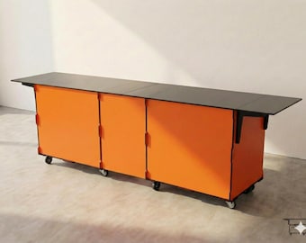 2 Cart Straight-Line Mobile Bar, Modular Event Counter with Straight Connector
