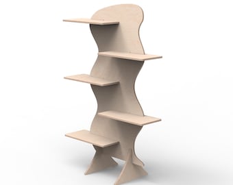 Foldable Wavy Birch Plywood Display Stand: Market Vendor Shelf
