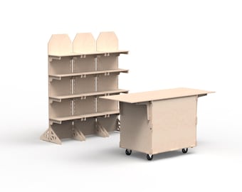 Mobile Coffee Cart and 3 Adjustable Display Stands Set | Complete Portable Store Setup