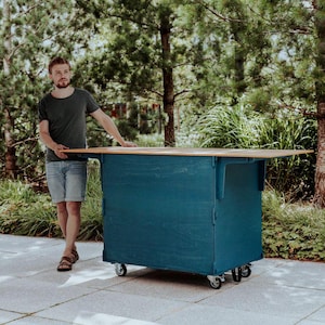 Servierwagen individuell mit Osmo Farben bemalt und Arbeitsplatte Eichefurnier