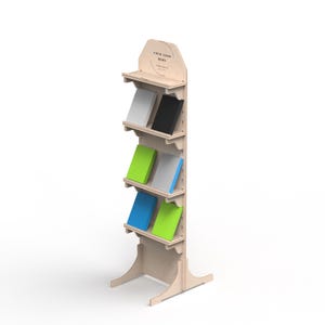 Adjustable Wooden Retail Display Stand with 4 Shelves – Perfect for Books and Product Showcases