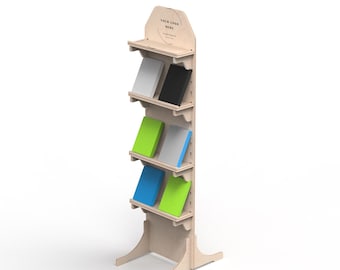 Adjustable Wooden Retail Display Stand: 4-Shelf Product Showcase