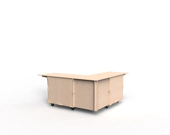 L-Shaped Mobile Cart System with Closed Corner – 2-Cart Modular Setup