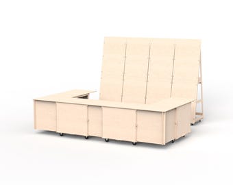 Modular U-Shaped Mobile Bar with Display Stands