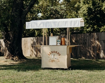Mobile Birch Plywood Coffee Cart – Portable Barista Stand with Fabric Roof