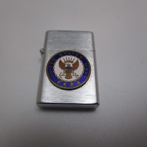 WW 2 U S Navy Miniature Cigarette Lighter with Enameled Eagle Seal