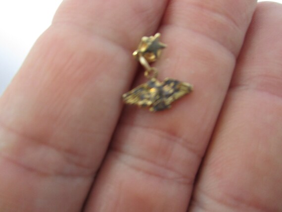 Vtg Petite Gold Filled Star & Eagle Dangle Pierce… - image 1