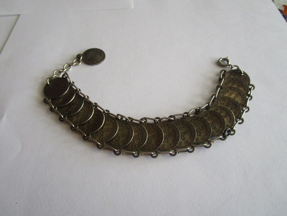 Bracelet Antique Avec Pièces 5 Centesimi 1936 San Marino - Argent - Occasion