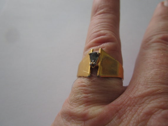Vtg Modern Style Gold Filled Statement Ring with … - image 4