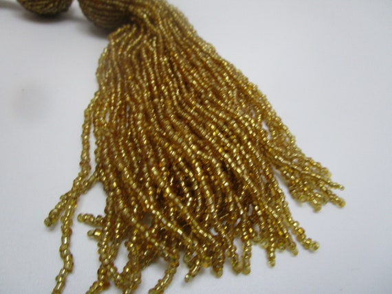 Vintage Large Gold Glass Beaded Tassel WOW - image 3