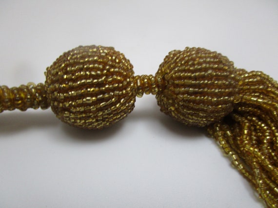 Vintage Large Gold Glass Beaded Tassel WOW - image 2
