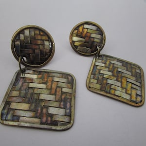 Vintage Retro Modern Large Dangle Pierced Earrings