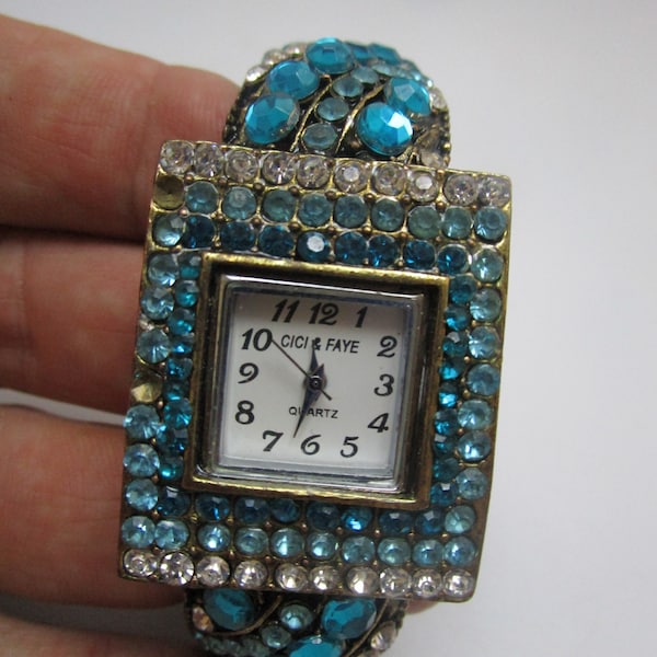 Fancy Cici & Faye Multi Color Rhinestone Women's Wristwatch