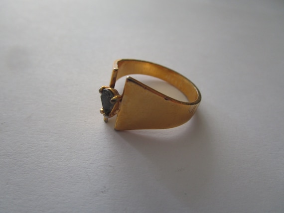 Vtg Modern Style Gold Filled Statement Ring with … - image 1