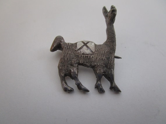 Vtg Sterling Silver Figural Llama Brooch Artist S… - image 1