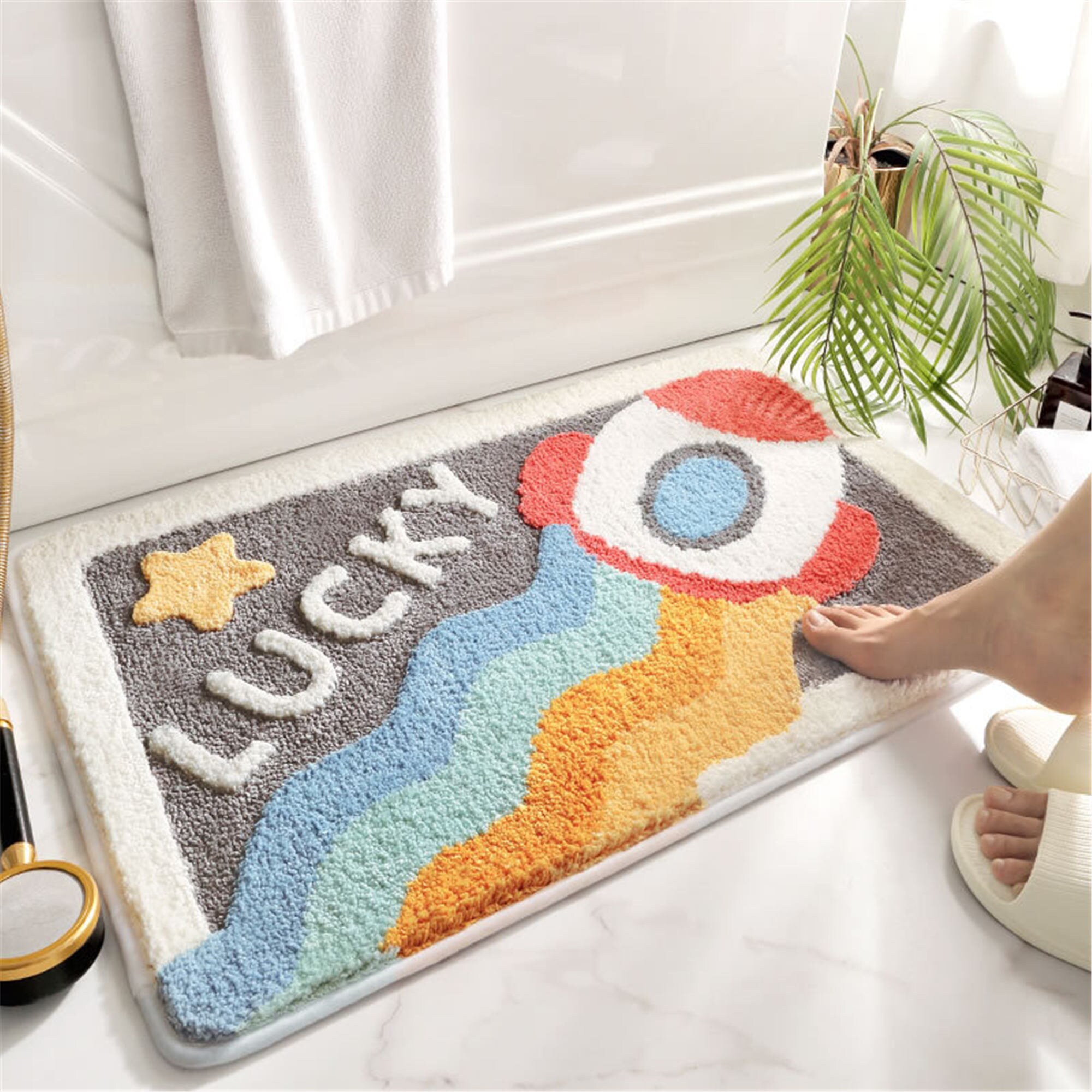 Space Bath Mat Shower Mat Shower Rug Colorful Cute Animal Kids Etsy