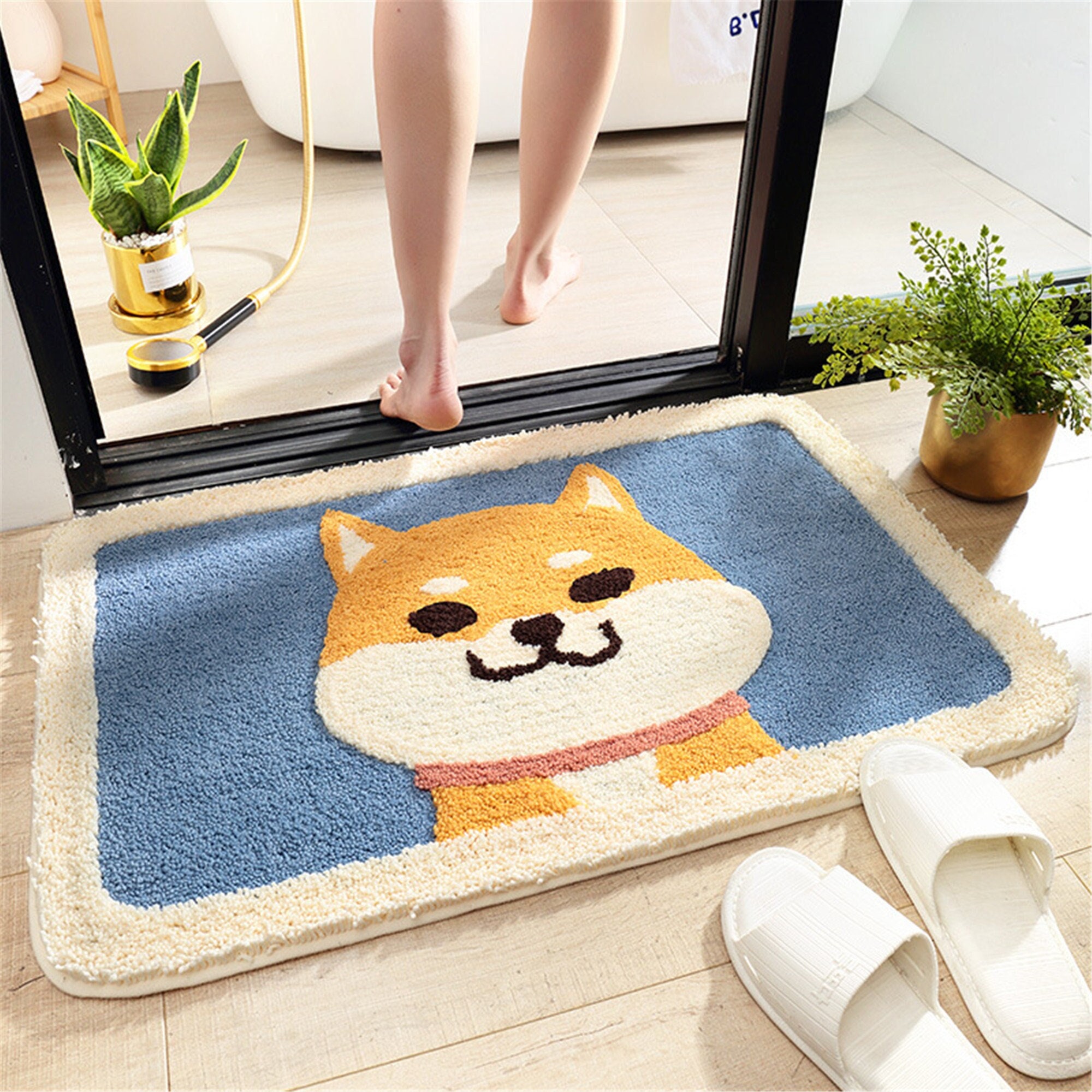 Dog Bath Mat Shower Mat Rug Colorful Cute Animal Kids Bath Rug Etsy UK