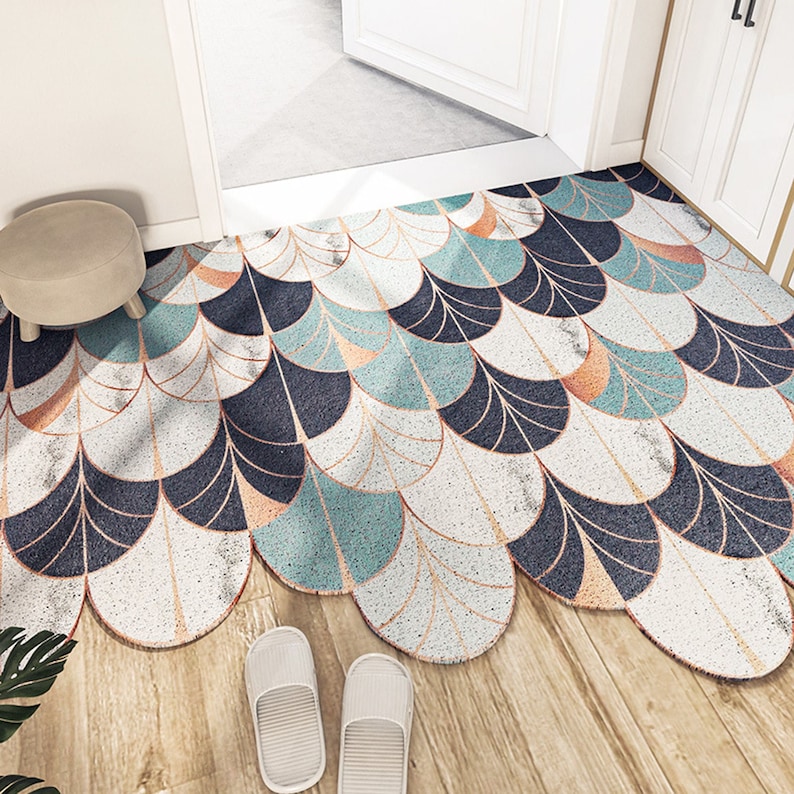 Alfombrillas de bienvenida divertidas de corte de PVC DIY para la puerta delantera Alfombrilla para la puerta de entrada Alfombra para interiores y exteriores Alfombra colorida para el interior antideslizante para zapatos de arte abstracto
