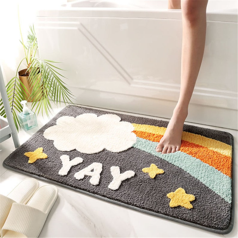 Space Bath Mat Shower Mat Shower Rug Colorful Cute Animal Kids Etsy