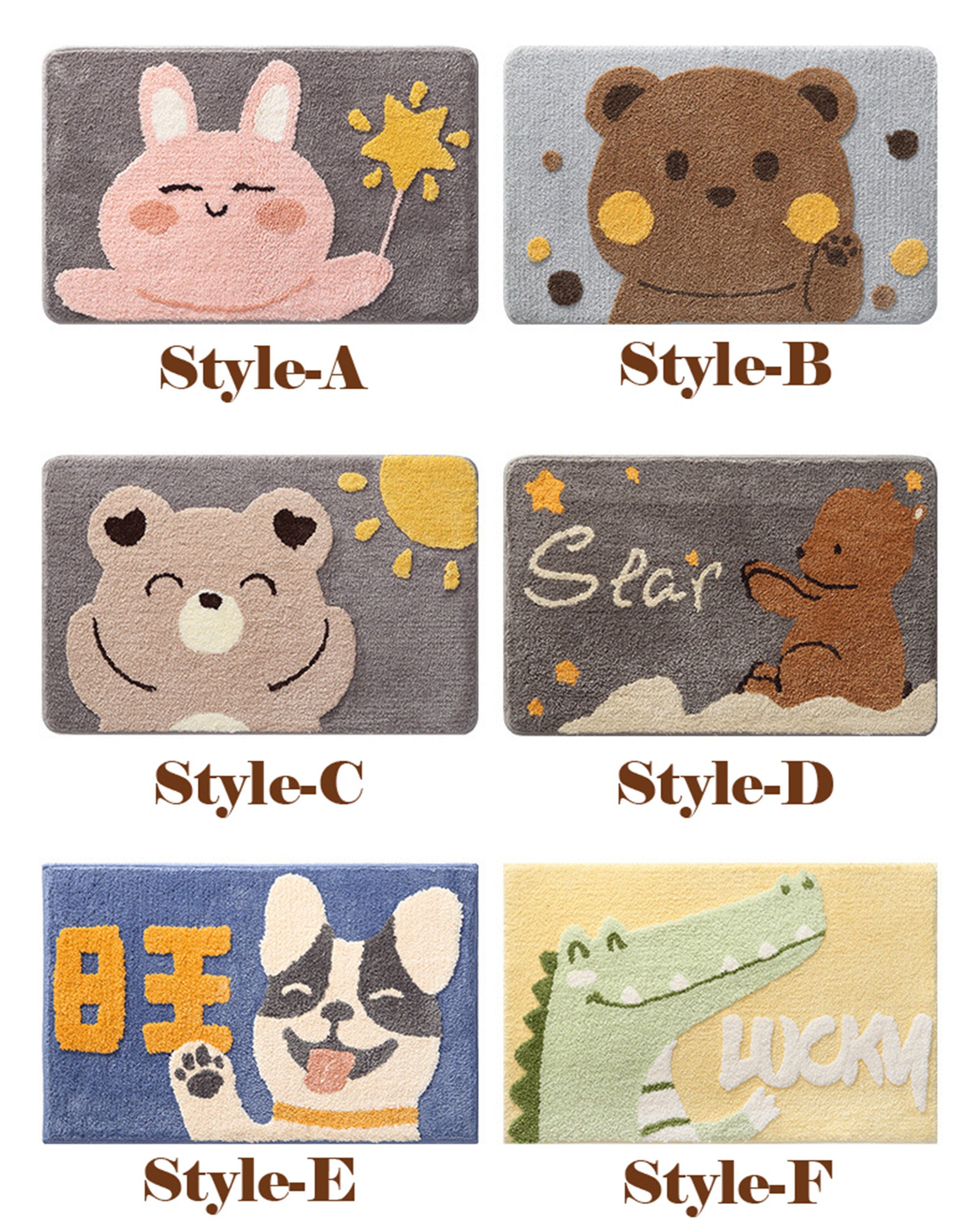 Dog Bath Mat Shower Mat Rug Colorful Cute Animal Kids Bath Rug Etsy