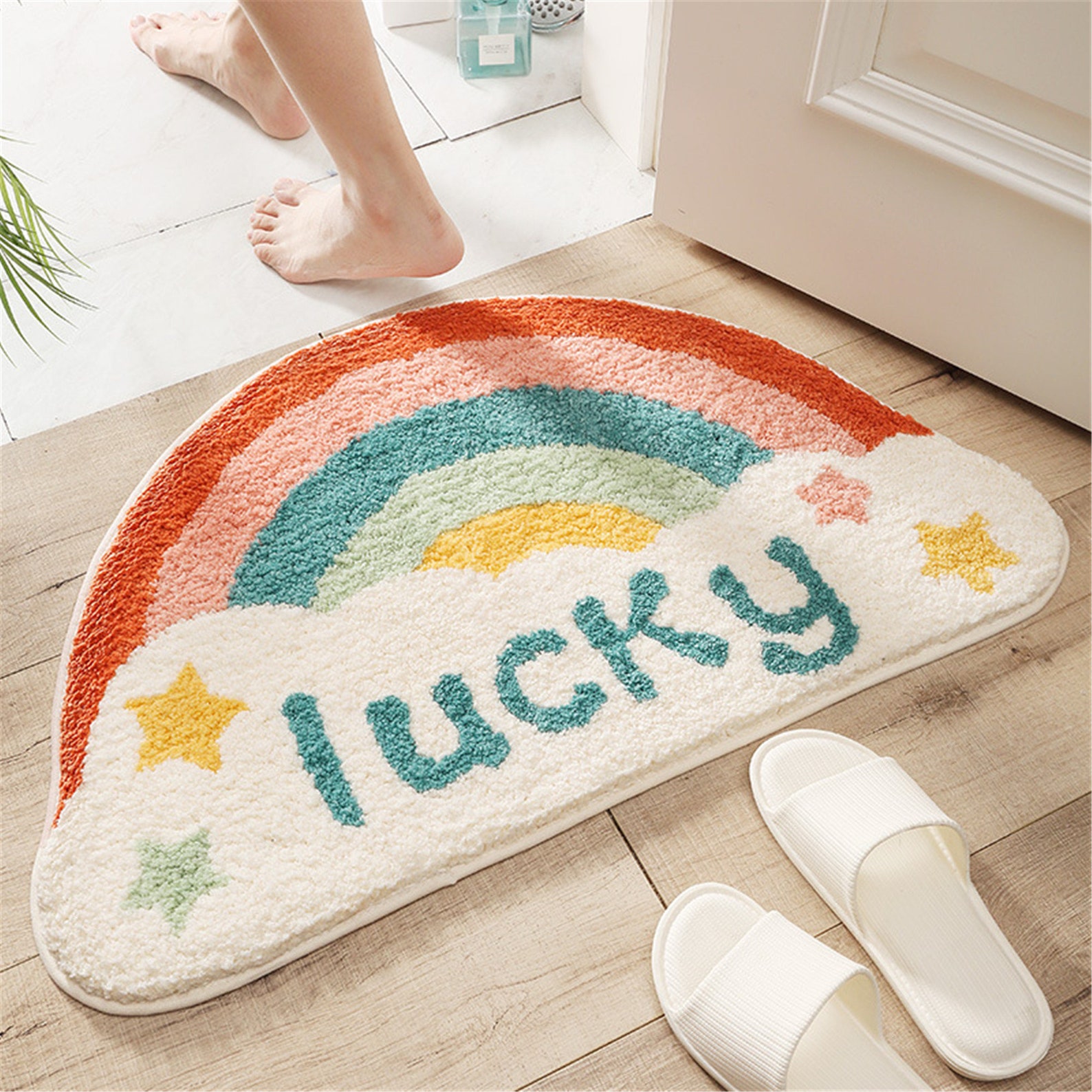 Nice Bath Mat Semi Circle Rug Colorful Cute Door Mat Bath Rug Etsy