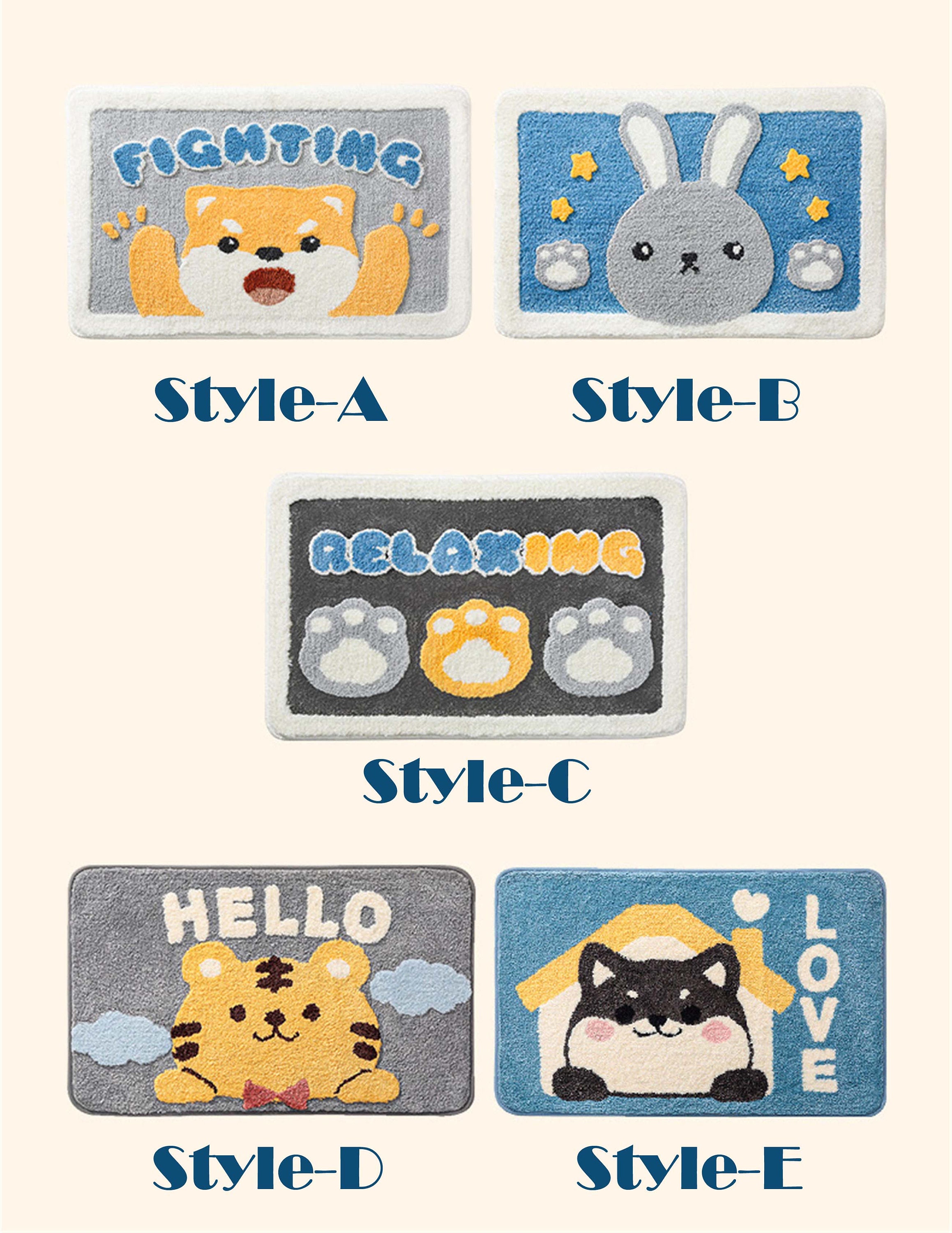 Bath Mat Shower Mat Shower Rug Colorful Cute Animal Kids Bath Etsy