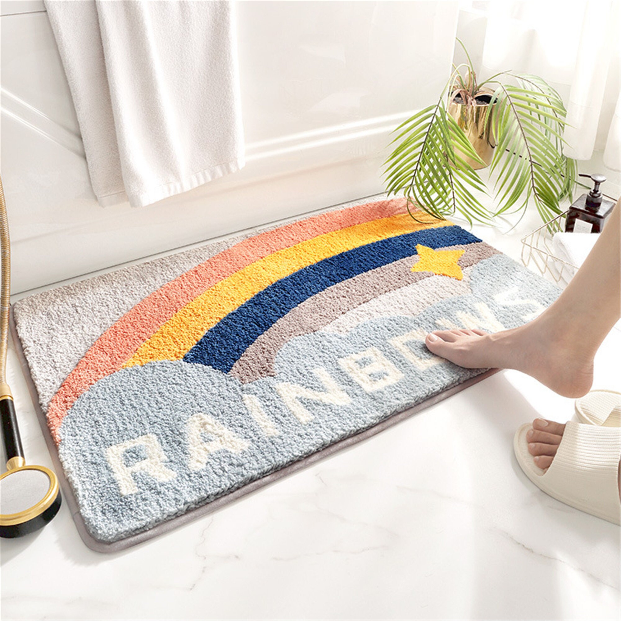 Space Bath Mat Shower Mat Shower Rug Colorful Cute Animal Kids Etsy