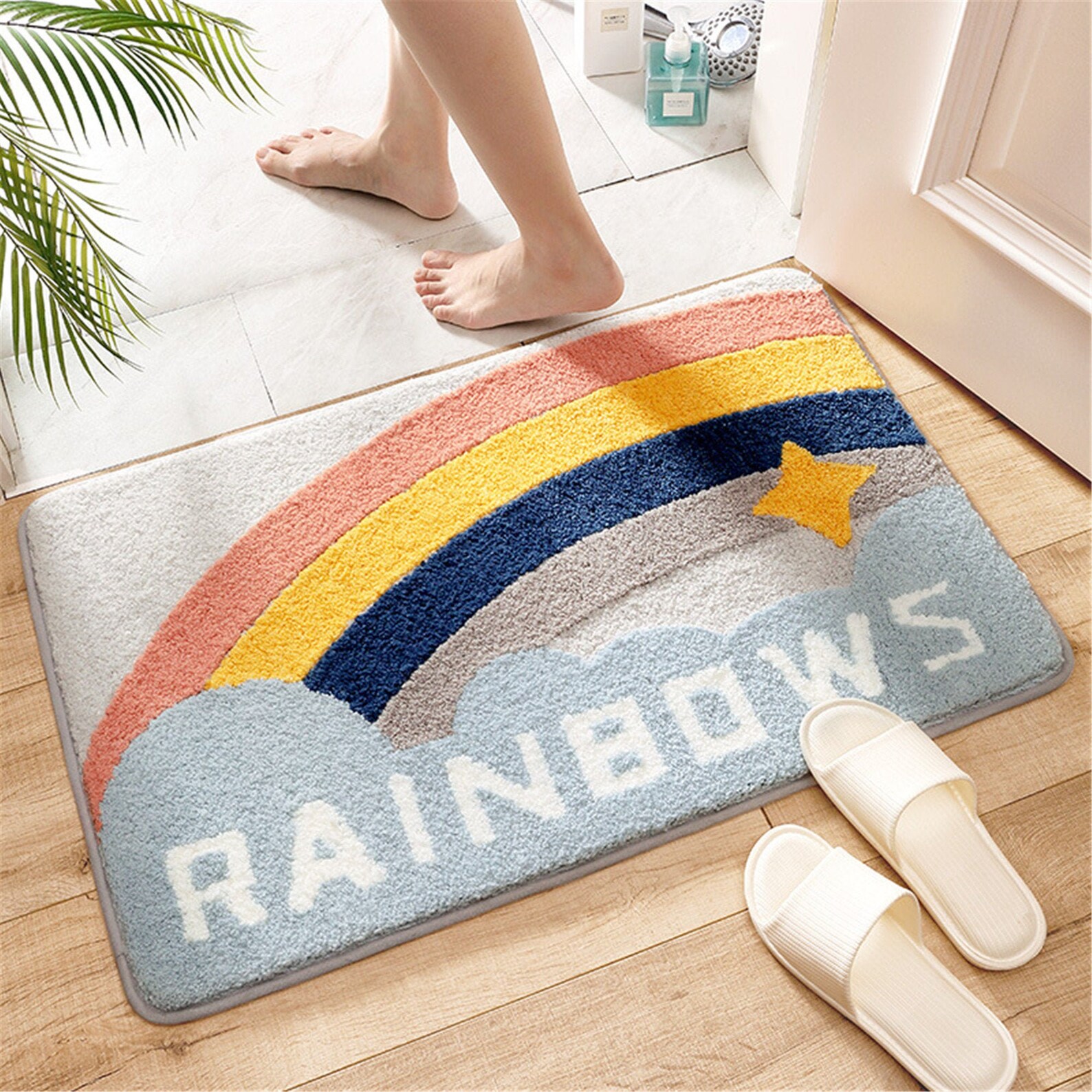 Space Bath Mat Shower Mat Shower Rug Colorful Cute Animal Kids Etsy