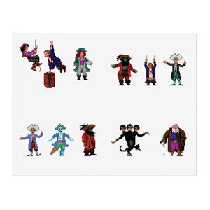 The Secret of Monkey Island Character Sticker Sheets - Fun Decals for Decor, Scrapbooking, Journaling, Kids' Crafts, Party Favors