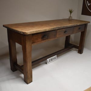 Antique Oak Farmhouse 3 Drawer Scullery Estate Refectory Work Table - Kitchen Island