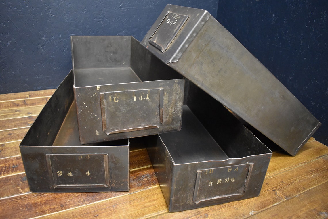 Industrial Large Metal Storage Boxes Etsy