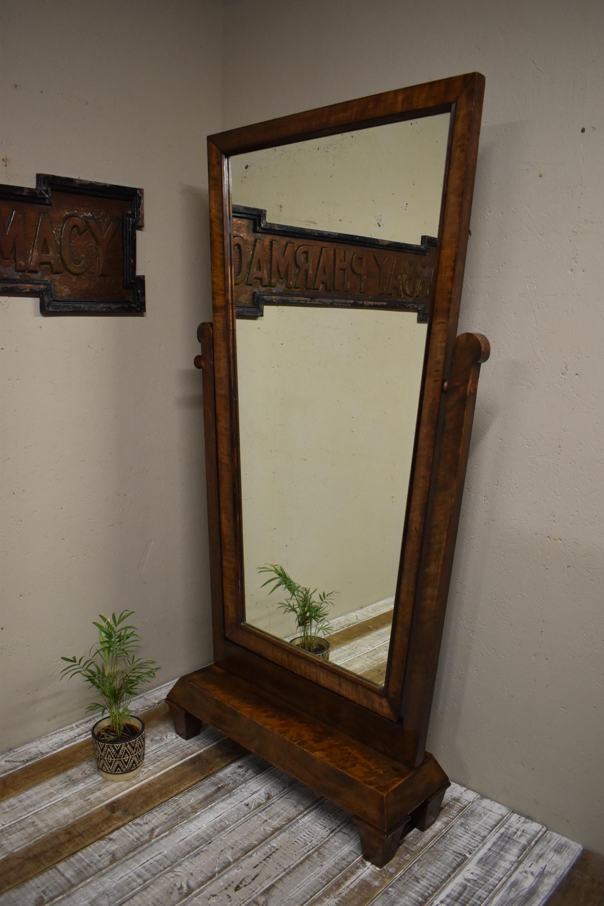 Antique Art Deco Tailors Shop Walnut Cheval Mirror - Etsy