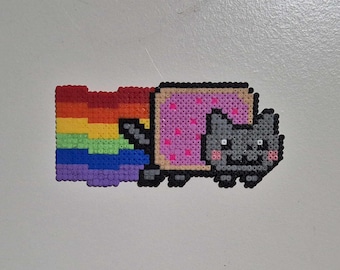 Perline Perler Nyan Cat, Pixel Art fatta a mano, Magnete, Accessorio, Decorazione, Meme