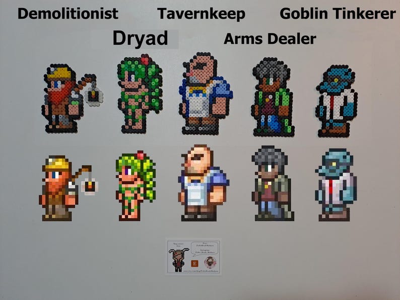 Terraria Magnet Accessory Terraria Npc's Perler Beads Art, Handmade Pixel Art, Magnet, Accessory ...